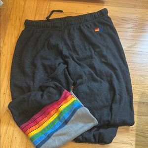 Black Joggers with Rainbow Stripes